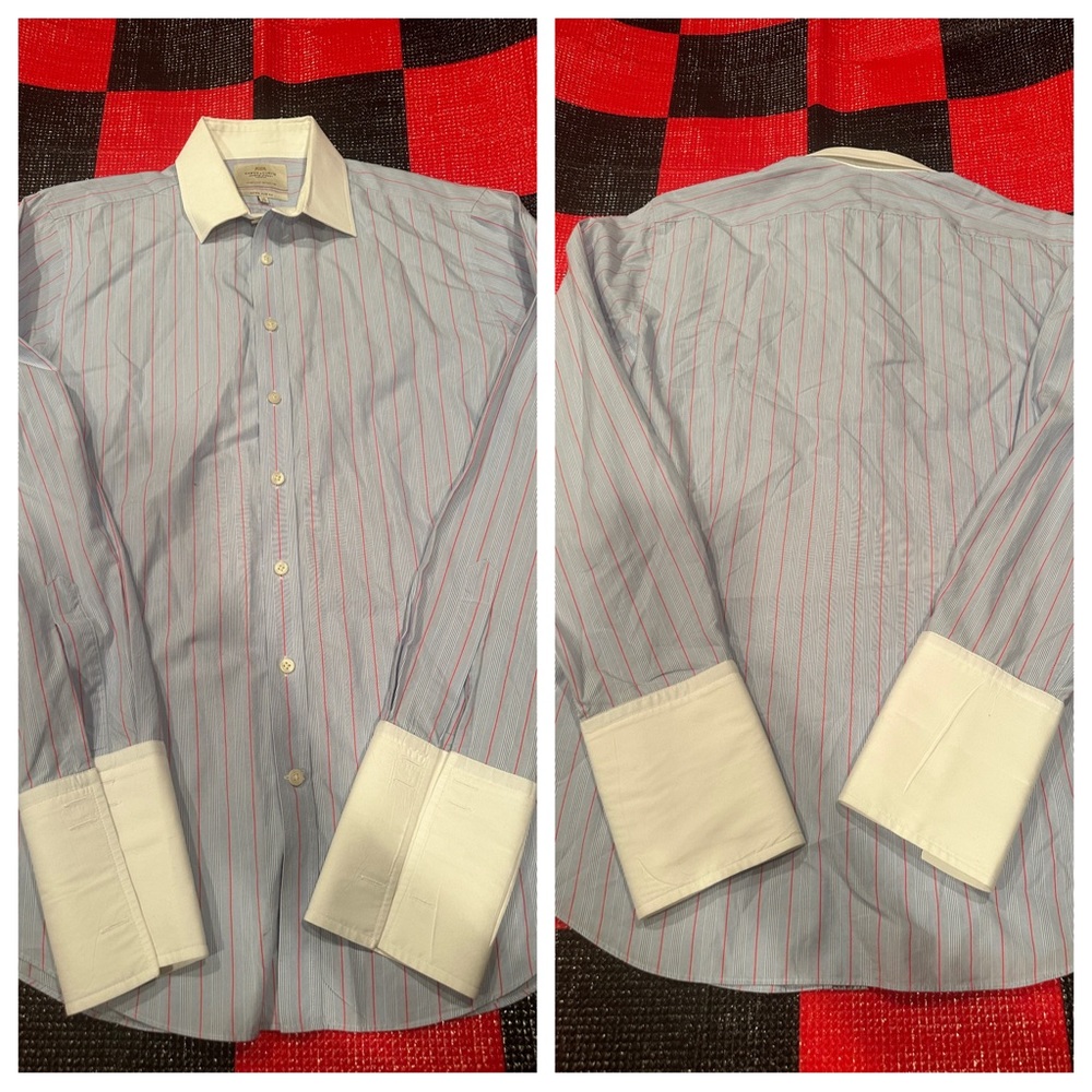 Hawes & Curtis LS shirt 
Size 17 x 37
Luxury 2 Ply 100% Cotton 
Extra Slim Fit